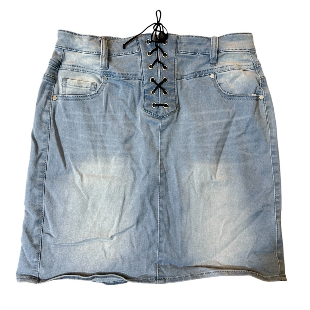 Denim Lace-Up Skirt